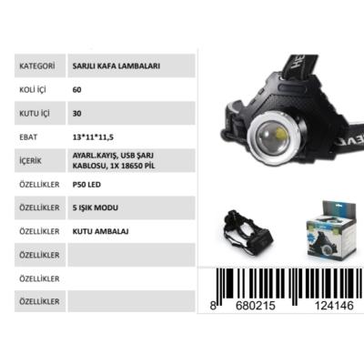 USB ŞARJLI KAFA LAMBASI PT-5960